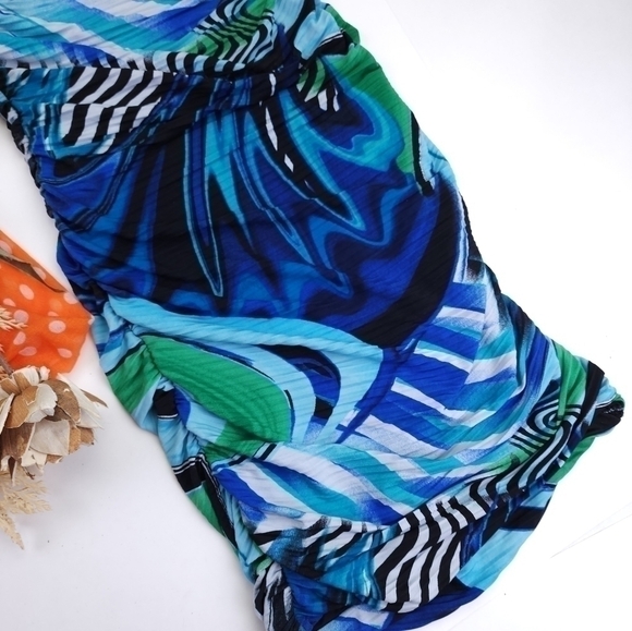 Arden B Blue Floral Strapless BodyCon Rouged Dress Sz X - Picture 8 of 10